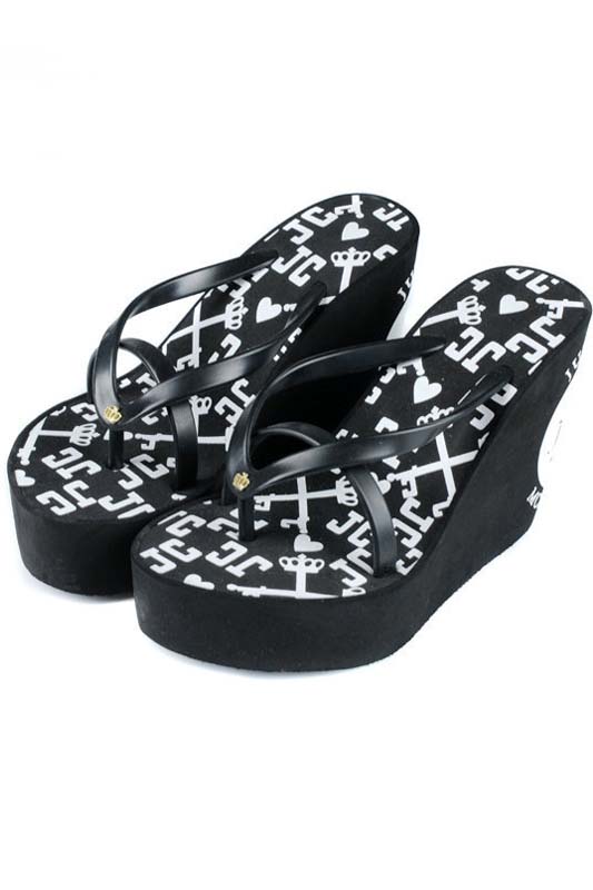 Juicy Couture High Wedges Flip Flops Black